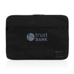 Bolsa para portátil personalizada poliéster reciclado 15,6'' EcoTrace cor preto vista com logo