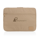 Bolsa para portátil personalizada poliéster reciclado 15,6'' EcoTrace cor castanho-claro vista com logo
