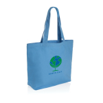 Saco de lona reciclada para compras 240 g/m2 EcoTrace Pocket cor azul-claro vista com logo