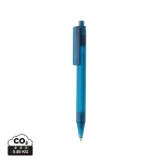 Caneta de materiais reciclados transparente tinta azul X8 Transparent cor azul