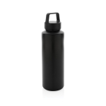Garrafas de plástico reciclado personalizadas com pega 500ml GreenSip cor preto