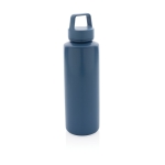 Garrafas de plástico reciclado personalizadas com pega 500ml GreenSip cor azul