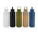 Garrafas de plástico reciclado personalizadas com pega 500ml GreenSip cor verde-escuro vista geral