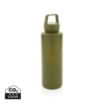 Garrafas de plástico reciclado personalizadas com pega 500ml GreenSip cor verde-escuro