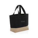 Saco térmico pequeno de lona em duas cores 285 g/m2 EcoTrace Raw cor preto vista com logo