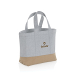 Saco térmico pequeno de lona em duas cores 285 g/m2 EcoTrace Raw cor cinzento vista com logo