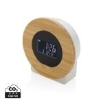 Relógio de mesa de plástico reciclado e bambu Bamboo Desk LCD cor madeira