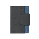Agendas personalizadas, pele sintética e poliéster A5 Timeshift cor azul primeira vista