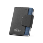 Agendas personalizadas, pele sintética e poliéster A5 Timeshift cor azul imagem com logo