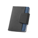 Agenda A5 em PU com fecho magnético e caneta de tinta azul cor azul