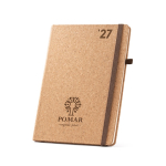Agenda grande com capa de cortiça e papel cor de marfim B5 Natural cor natural imagem com logo