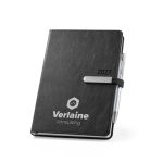 Agendas 2026 personalizadas, imitação de pele com caneta A5 Memory cor preto imagem com logo