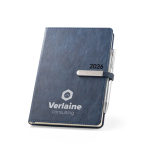 Agendas 2026 personalizadas, imitação de pele com caneta A5 Memory cor azul imagem com logo