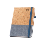 Agendas A5 personalizadas de cortiça e linho com elástico A5 BiCork cor azul