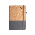 Agendas A5 personalizadas de cortiça e linho com elástico A5 BiCork cor cinzento-escuro primeira vista