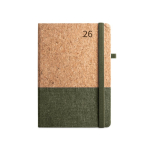 Agendas A5 personalizadas de cortiça e linho com elástico A5 BiCork cor verde-escuro primeira vista
