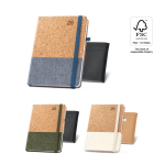 Agendas A5 personalizadas de cortiça e linho com elástico A5 BiCork varias cores