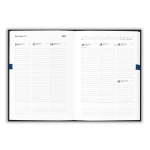 Agenda B5 com capa de poliéster reciclado e fecho elástico cor azul