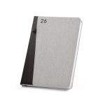 Agenda reciclada bicolor com suporte para caneta A5 Bicolor rPET cor cinzento