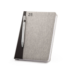 Agenda B5 reciclada bicolor com elástico B5 Bicolor rPET cor cinzento terceira vista