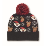 Gorro de Natal de malha em suave acrílico elástico com punho e borla cor preto
