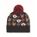 Gorro de Natal de malha em suave acrílico elástico com punho e borla cor preto segunda vista