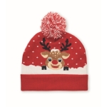 Gorro de Natal de malha em suave acrílico elástico com punho e borla cor vermelho