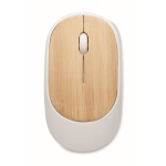 Rato sem fios de ABS reciclado com tampa de bambu natural cor branco segunda vista