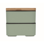 Lancheira de 2 níveis reciclada com separador e talheres 800ml cor verde menta sétima vista