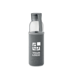 Garrafa de vidro reciclado com manga e tampa antifugas 500ml cor cinzento-escuro vista principal