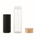 Garrafa de vidro antifugas com tampa de suporte para smartphone 600ml cor preto nona vista