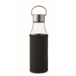 Garrafa de vidro com tampa antifugas, pega e manga 500ml cor transparente