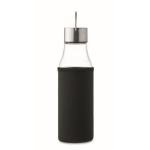 Garrafa de vidro com tampa antifugas, pega e manga 500ml cor transparente sexta vista