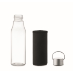 Garrafa de vidro com tampa antifugas, pega e manga 500ml cor transparente nona vista