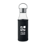 Garrafa de vidro com tampa antifugas, pega e manga 500ml cor transparente vista principal