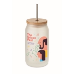 Frasco de coquetel impresso com imagem, palhinha e tampa 400ml cor branco transparente vista principal
