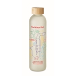 Garrafa de vidro para sublimação com tampa de bambu 650ml cor branco transparente vista principal