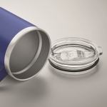 Copo antifugas de aço inoxidável reciclado com tampa 300ml cor azul vista fotografia terceira vista