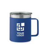 Copo antifugas de aço inoxidável reciclado com tampa 300ml cor azul vista principal