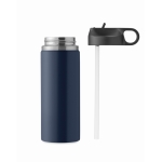 Garrafa de aço inoxidável reciclado antifugas com palhinha 500ml cor azul nona vista