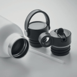 Garrafa antifugas com 2 tampas interpermutáveis e palhinha 700ml cor branco