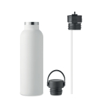 Garrafa antifugas com 2 tampas interpermutáveis e palhinha 700ml cor branco vista lateral