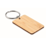 Porta-chaves promocionais baratos de bambu com forma retangular cor madeira