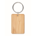 Porta-chaves promocionais baratos de bambu com forma retangular cor madeira segunda vista