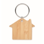 Porta-chaves económico com logo de bambu em forma de casa cor madeira segunda vista