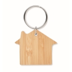 Porta-chaves económico com logo de bambu em forma de casa cor madeira terceira vista