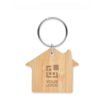 Porta-chaves económico com logo de bambu em forma de casa cor madeira vista principal