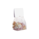 Saco de rebuçados de corações com topo personalizável 50g cor transparente segunda vista