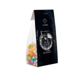 Saco de doces, sabor a fruta com cartão personalizável 100g cor transparente