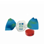 Rebuçados com logo mini sem açúcar com laço duplo e papel reciclável cor cola vista principal